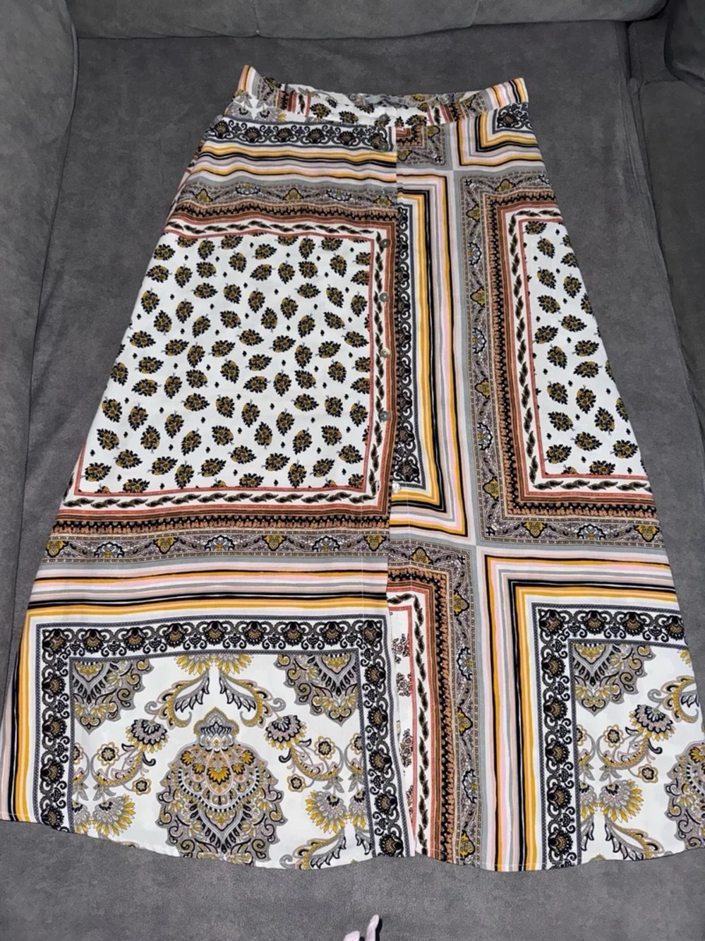 MANGO Paisley Scarf Print Midi Skirt